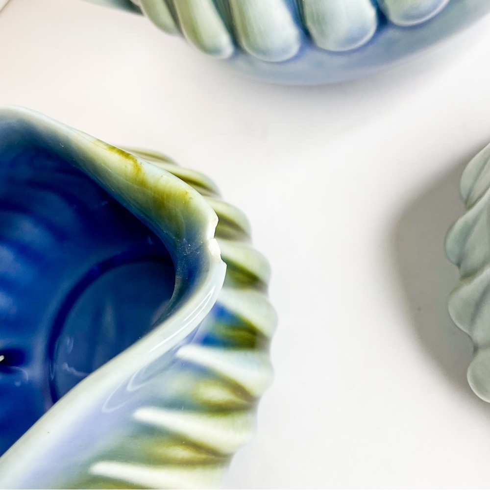 VINTAGE Irish Ceramic Pottery Tea Set – Blue & Green Glaze with Creamer & Sugar - Picture 4 of 7